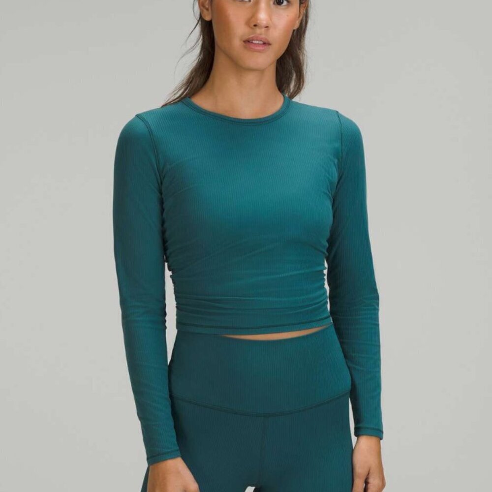 Lululemon All It Takes Long Sleeve Shirt *Ribbed Nulu Green Jasper Size 4